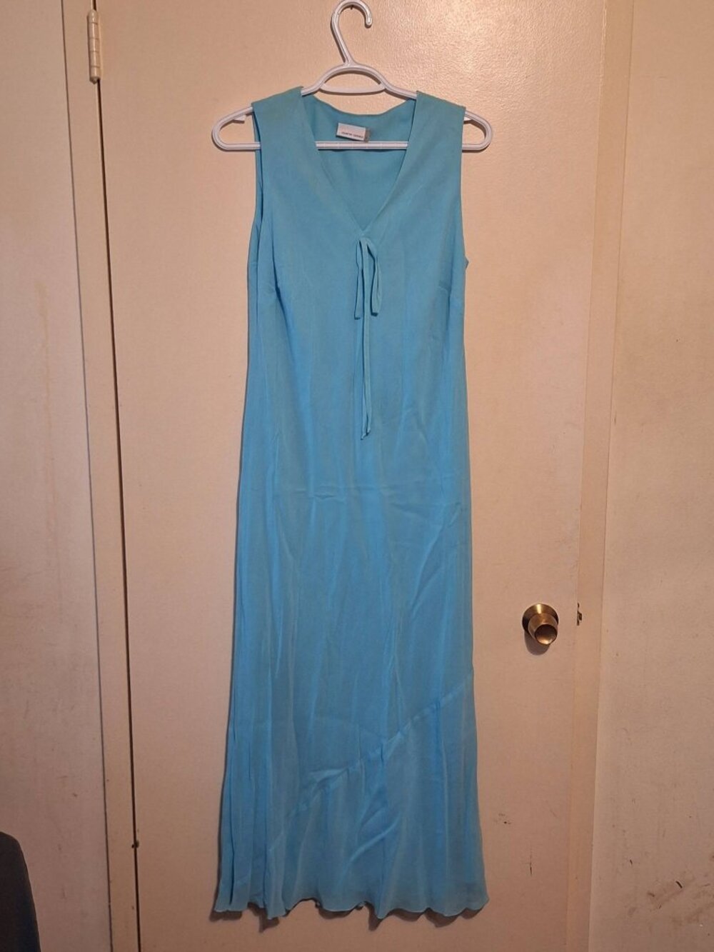 Country Casuals Made in Italy Aqua Blue Cupro Maxi Dress Size 12